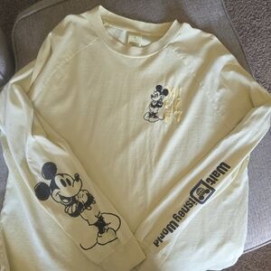 Disney-Mickey Mouse Light Yellow Long-Sleeve Top